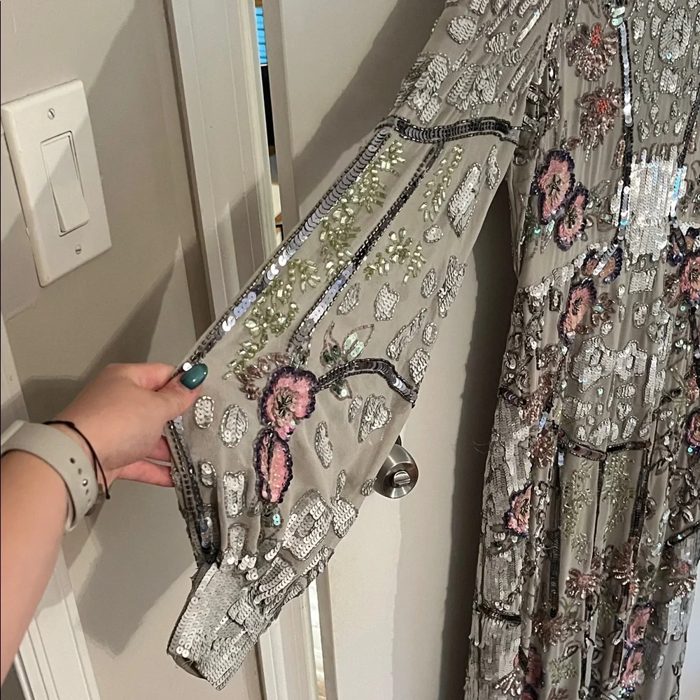 ASOS Gray Floral Long Sleeve Dress - Picture 2 of 5